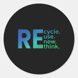 Kid's Environmental Activism - Recycle Reuse Renew Classic Round Sticker