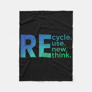 Kids Environmental Activism - Recycle Reuse Renew Fleece Blanket