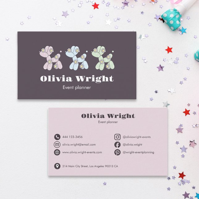 Kids Event Balloon Dogs Party Planner Business Card (Creator Uploaded)