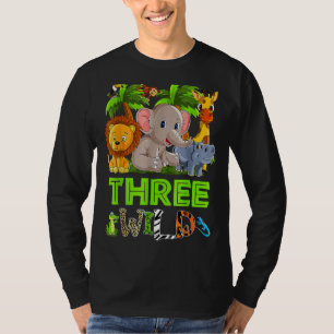 Kids Ever Wild Three 3 Birthday Old Birthday Zoo S T-Shirt