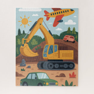 Kids Excavation Trucks Aeroplane Art Puzzle 
