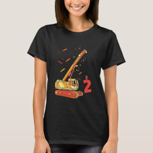 Kids Excavator 2nd Birthday 2 Years Digger Constru T-Shirt