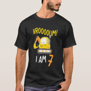Kids Excavator 7th Birthday 7 Years Old T-Shirt