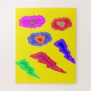 Kids extra loud party colors yellow pink blue art jigsaw puzzle