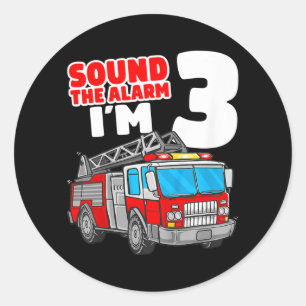 Kids F ire Truck 3 Year Old Firefighter 3rd Classic Round Sticker