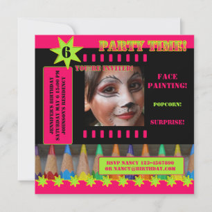 Kids Face Painting Birthday Party Invitation
