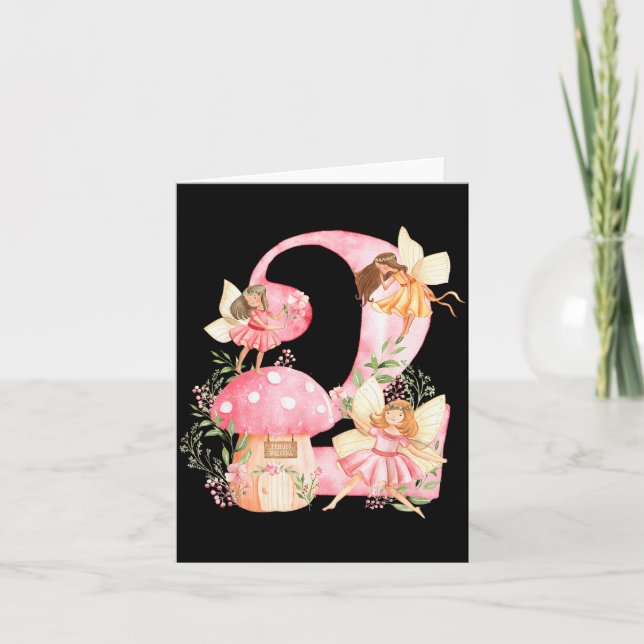 Kids Fairy 2nd Birthday Girl Party Magical Fairy B Card (Front)