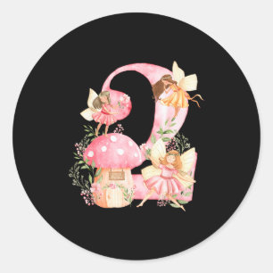 Kids Fairy 2nd Birthday Girl Party Magical Fairy B Classic Round Sticker