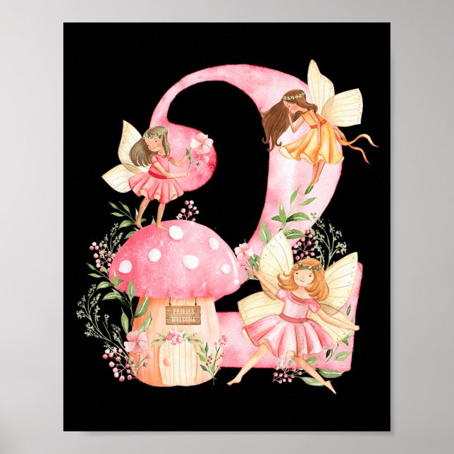 Kids Fairy 2nd Birthday Girl Party Magical Fairy B Poster (Front)