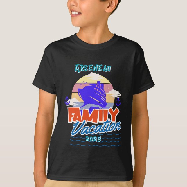 Kids Family Cruise Black Personalise T-Shirt (Front)