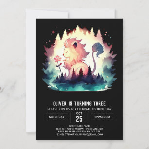 Kids Fantasy Lion Birthday Invitation