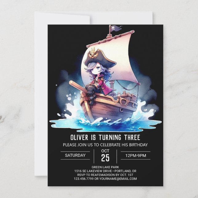 Kids Fantasy Pirate Birthday Invitation (Front)