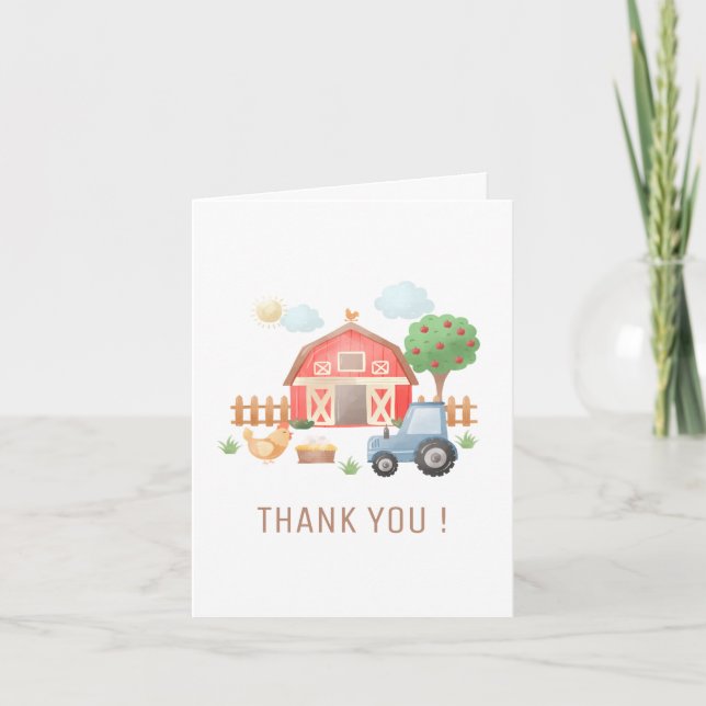 Kids Farm Animals Birthday Thank You (Front)