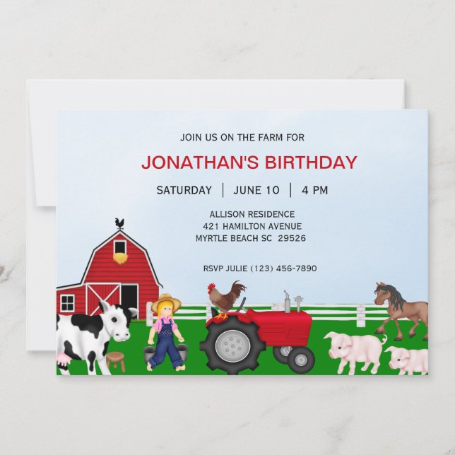 Kids Farm Birthday Invitation (Front)