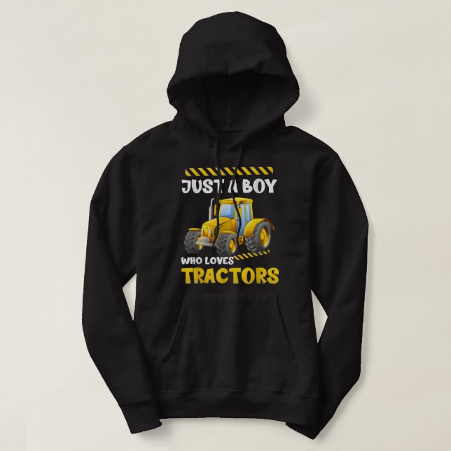 Kids Farm Lifestyle Just A Boy Who Loves Tractors  Hoodie (Design Front)