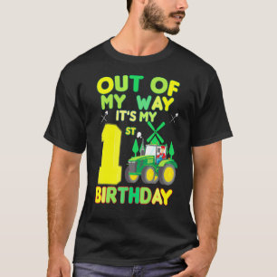 Kids Farmer Bday Out Of My Way Its My 1st Birthday T-Shirt