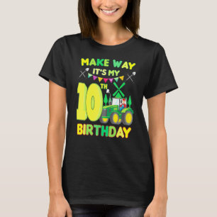 Kids Farmer Birthday Make Way Its My 10th Birthday T-Shirt