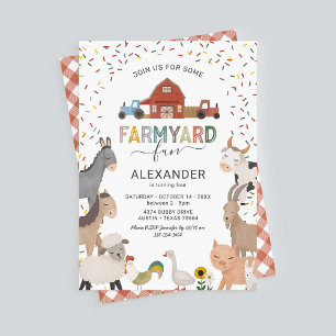Kids Farmyard Fun Birthday Invitation