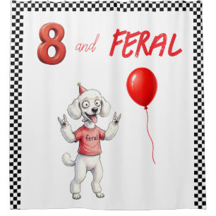 Kid's Feral Poodle Birthday Back Drop Shower Curtain