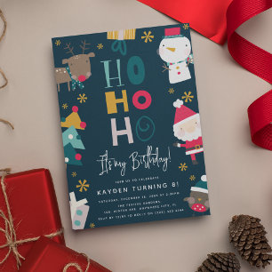 Kids Festive 'Ho Ho Ho It's My Birthday!'  Invitation