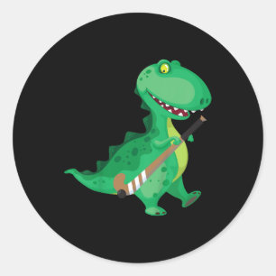 Kids Field Hockey Dinosaur Funny  Classic Round Sticker