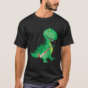 Kids Field Hockey Dinosaur Funny  T-Shirt