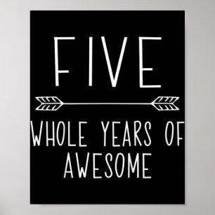 Kids Fifth Birthday Boy , 5 Year Old Birthday Boy  Poster