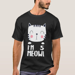 Kids Fifth Girl Birthday Kawi Cat I'm 5 Meowi 5 Ye T-Shirt