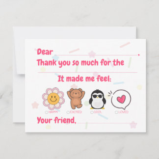 Kids Fill In Thank You Card