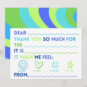 Kids Fill In The Blank Thank You Cards Blue Green