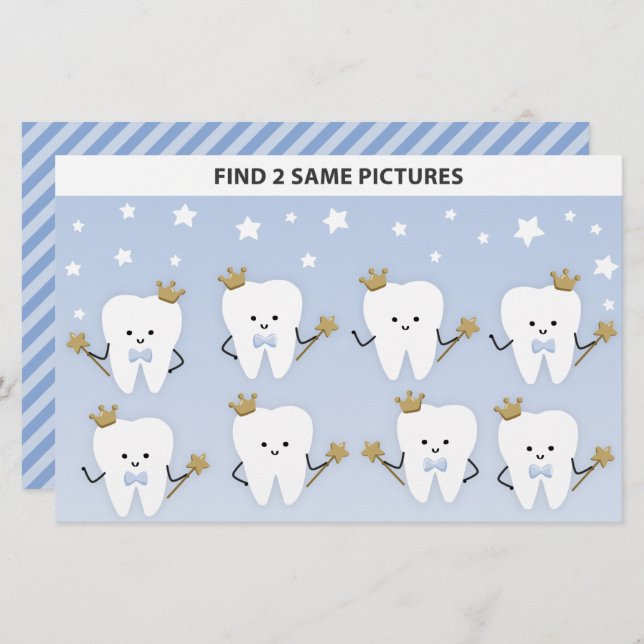 Kids Find 2 Same Pictures First Tooth Party Game.  (Front/Back)