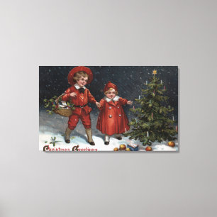 Kids Finished Decorating Tree Canvas Print