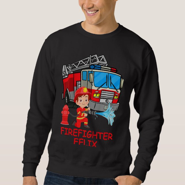 Kids Fire brigade fire engine fire truck Fireman F Sweatshirt (Front)