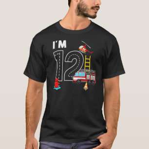 Kids Fire Truck 12th Birthday Boy Firefighter 12 Y T-Shirt