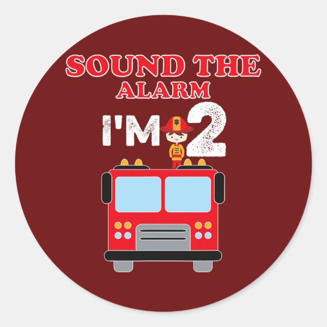 Kids Fire Truck 2 Year Old Firefighter 2nd Classic Round Sticker (Front)