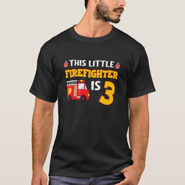 Kids Fire Truck  3 Year Old  Little Firefighter 3r T-Shirt (Front)
