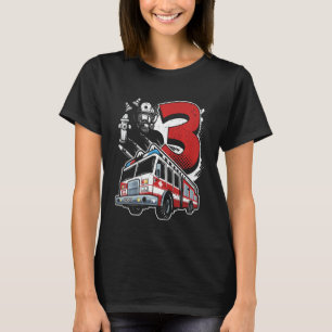 Kids Fire Truck 3rd Birthday Boy Firefighter 3 Yea T-Shirt