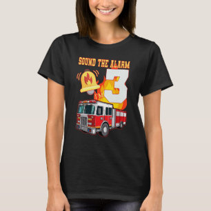 Kids Fire Truck 3rd Birthday Boy Firefighter 3 Yea T-Shirt
