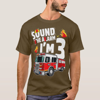 Kids Fire Truck 3rd Birthday Boy Firefighter 3 Yea T-Shirt