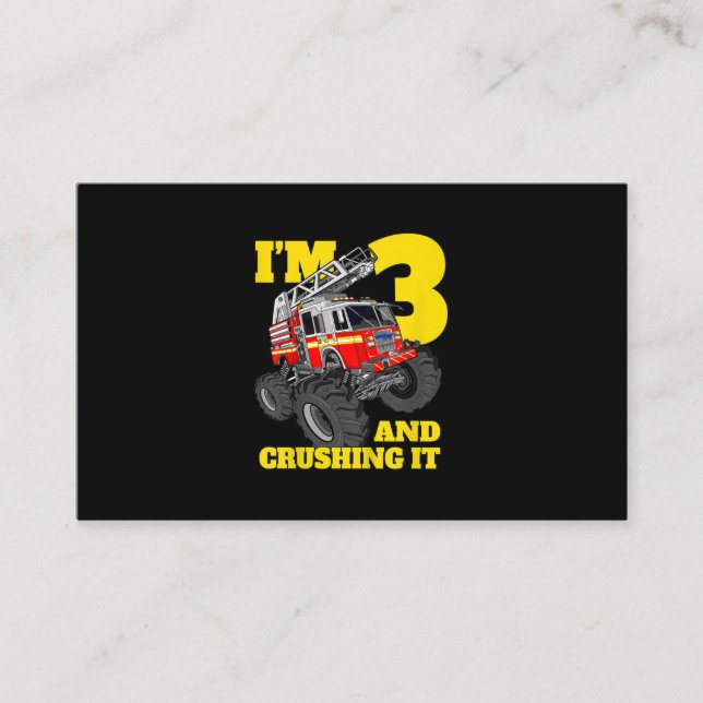 Kids Fire Truck 3rd Birthday Boy Toddler Business Card (Front)