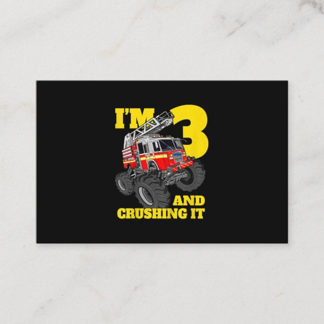 Kids Fire Truck 3rd Birthday Boy Toddler Business Card (Front)