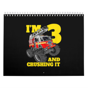 Kids Fire Truck 3rd Birthday Boy Toddler Calendar