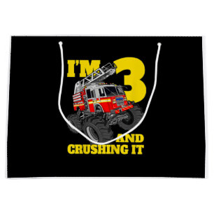 Kids Fire Truck 3rd Birthday Boy Toddler Large Gift Bag