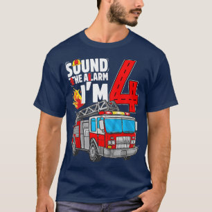 Kids Fire Truck 4th Birthday Boy Firefighter 4 Yea T-Shirt