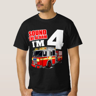 Kids Fire Truck 4th Birthday Fireman Firefighter T-Shirt