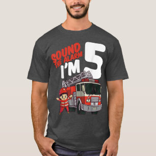 Kids Fire Truck 5th Birthday Boy Firefighter 5 Yea T-Shirt