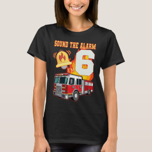 Kids Fire truck 6th Birthday Boy 6 Firemans Birthd T-Shirt
