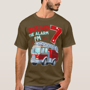 Kids Fire Truck 7 Year Old Firefighter 7th Birthda T-Shirt