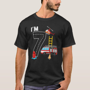 Kids Fire Truck 7th Birthday Boy Firefighter 7 Yea T-Shirt