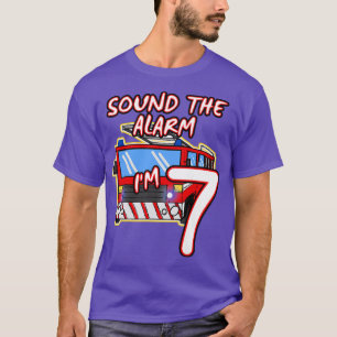 Kids Fire Truck 7th Birthday Sound The Alarm I'm 7 T-Shirt